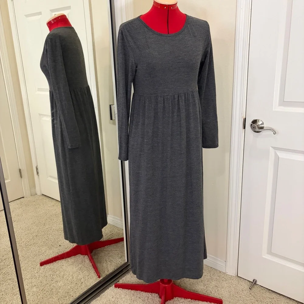 gap grey maxi dress 90s Womens Charcoal Gray Heather Long Sleeve Empire Waist XS cheap Lavender Prom Dresses